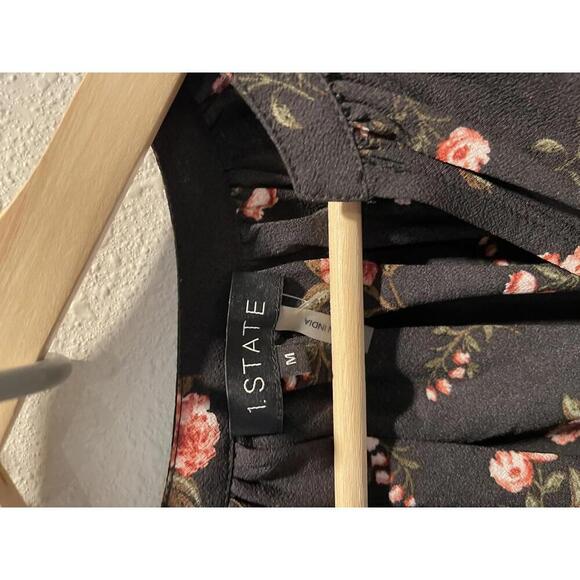 Chic Black Floral Blouse by 1.STATE - Medium - Picture 3 of 5